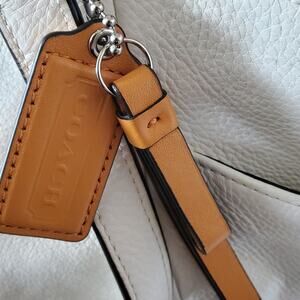 Coach Park Leather Carrie Tote White Orange Spice HandBag Satchel Purse F 23284